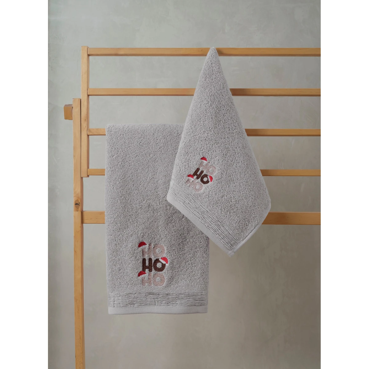 Manamo Hohoho Christmas Face Towel Cotton Grey  50x70 სმ