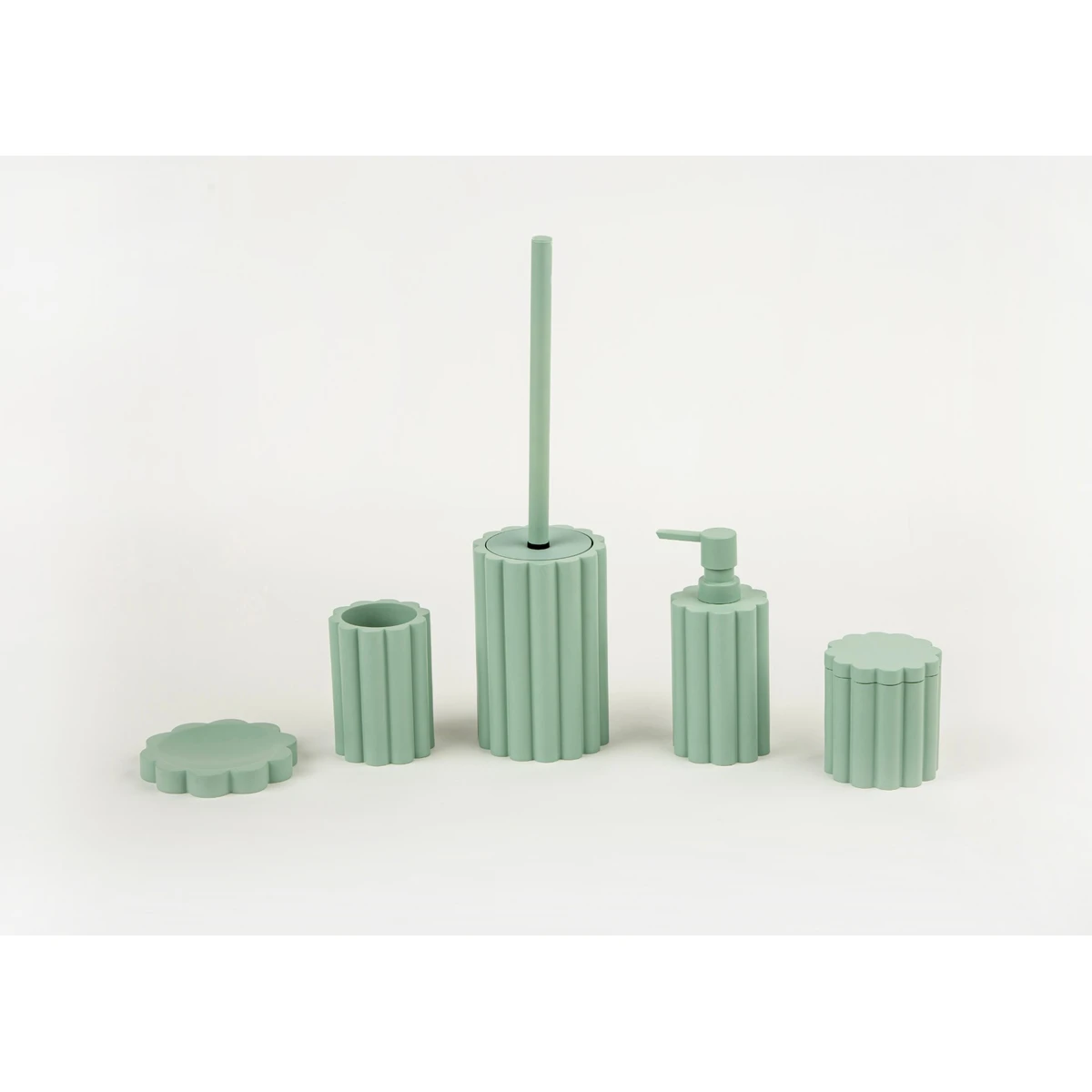 Manamo Tria Liquid Soap Dispenser  Polyresin Cameo Green  7.5x7.5x17.5 cm