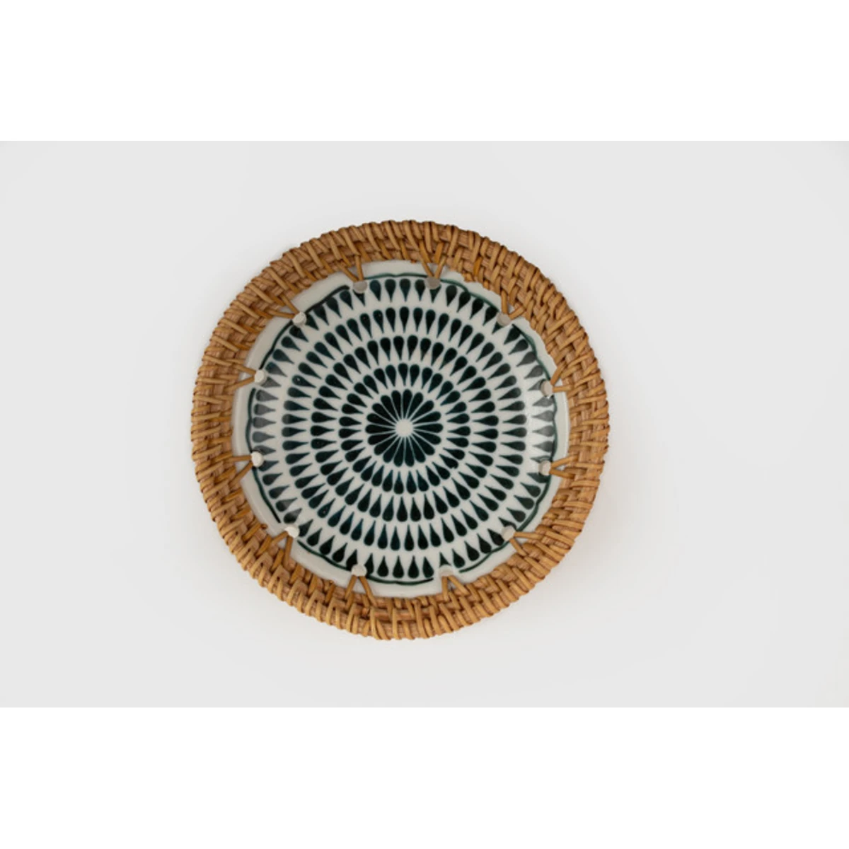 Manamo Brenna Plate Ceramic / Rattan Blue/White 15R