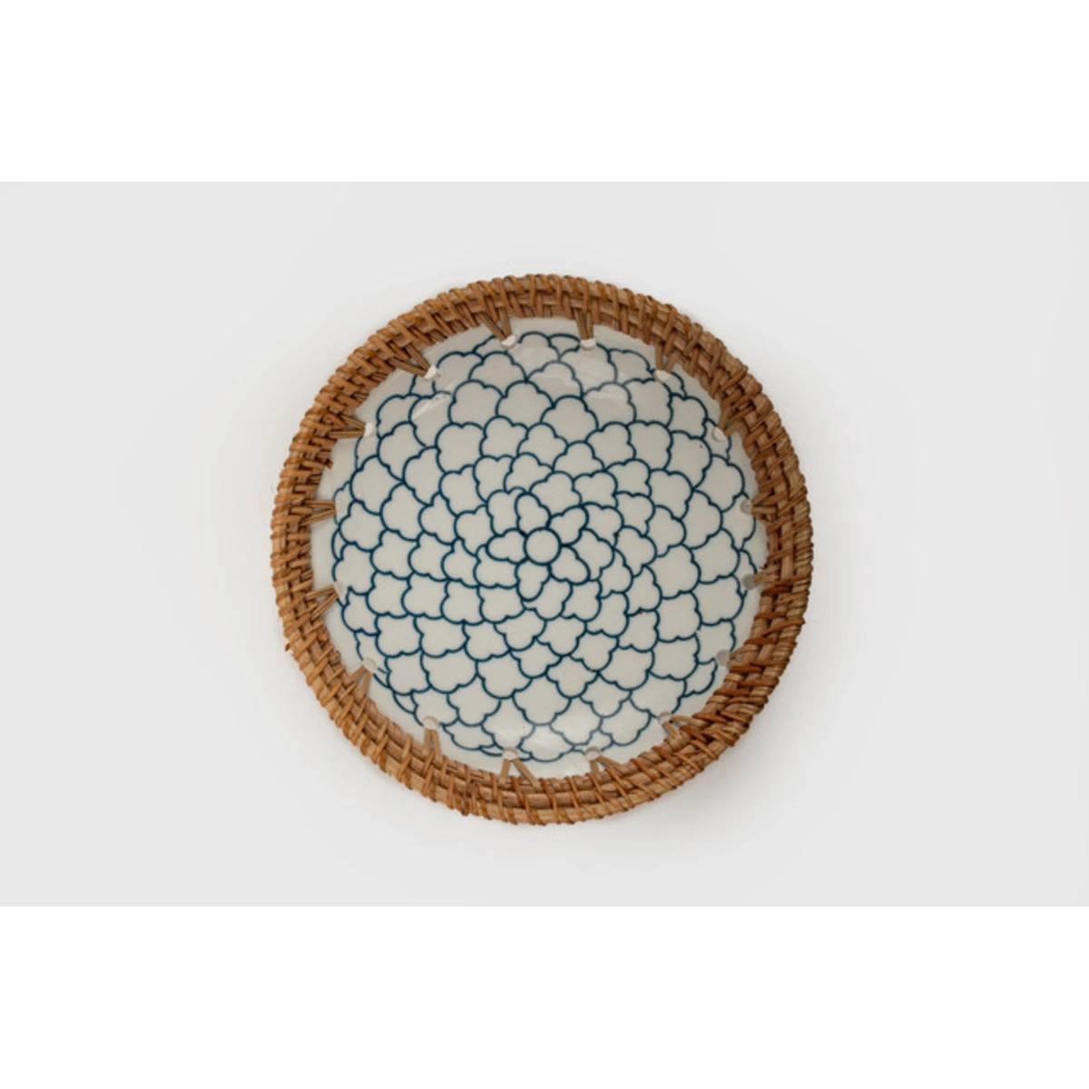 Manamo Dasia Plate Ceramic / Rattan Blue/White 20R