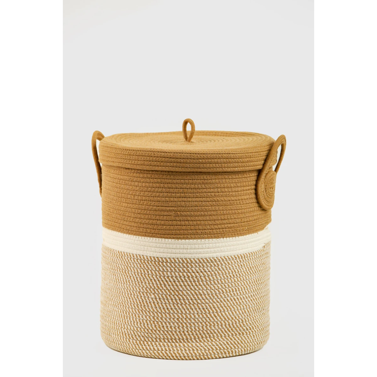 Manamo Lily Laundry Basket Cotton Covered Camel/White  42x50 cm