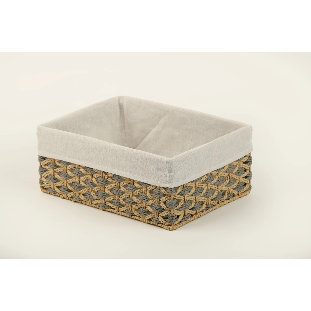 Manamo Bety Decorative Basket Wicker Natural/Grey Rectangular 35x25x16 cm