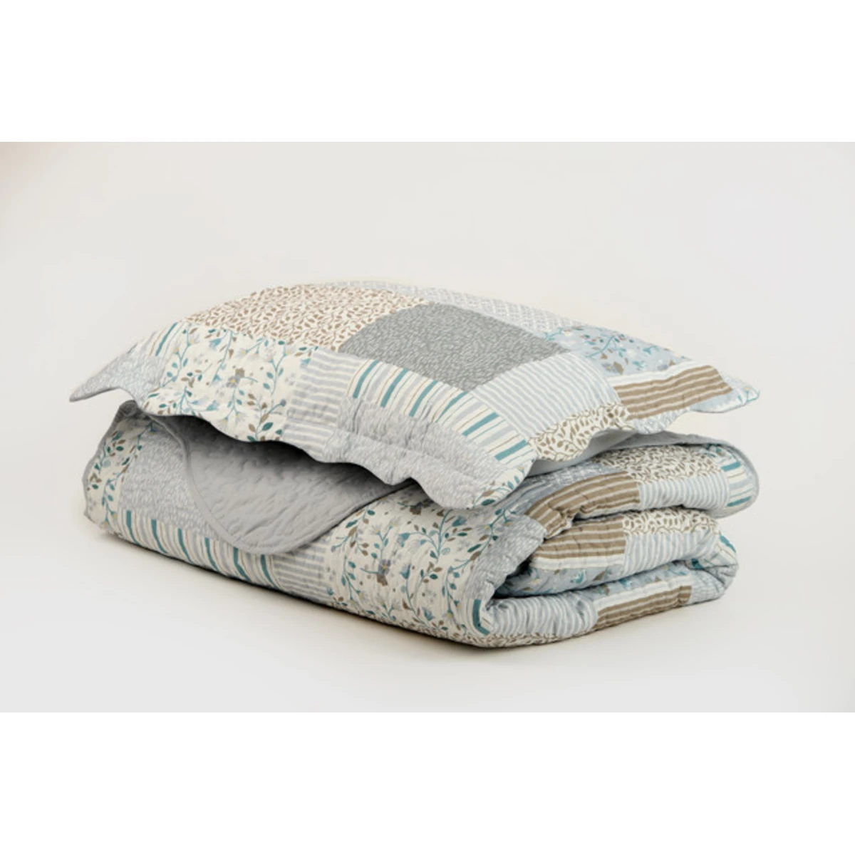 Manamo Mandy Bed Cover  Blue/Beige Single  180x240+50x70 cm