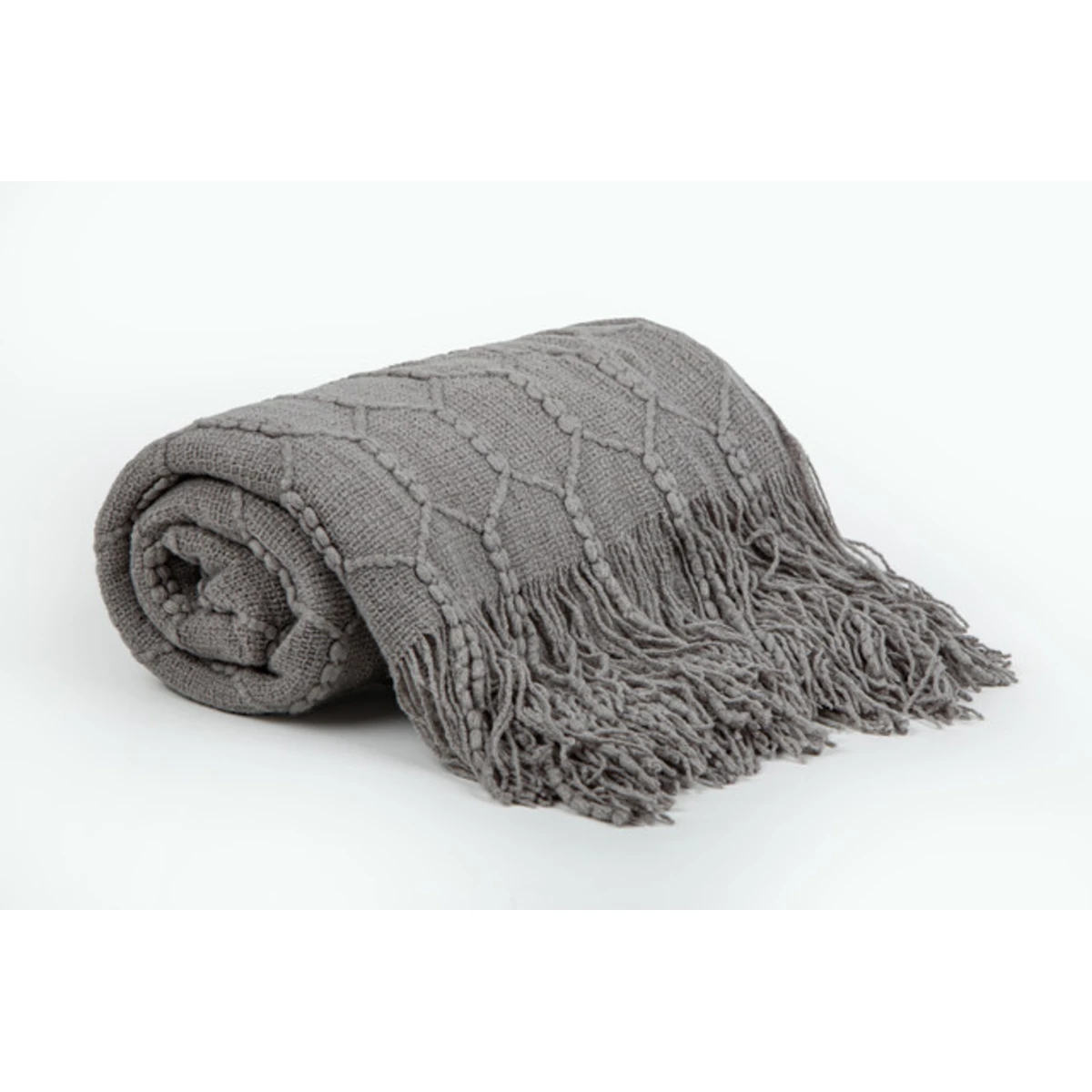 Manamo Honeycomb Throw Acrylic Light Grey 130x170 cm