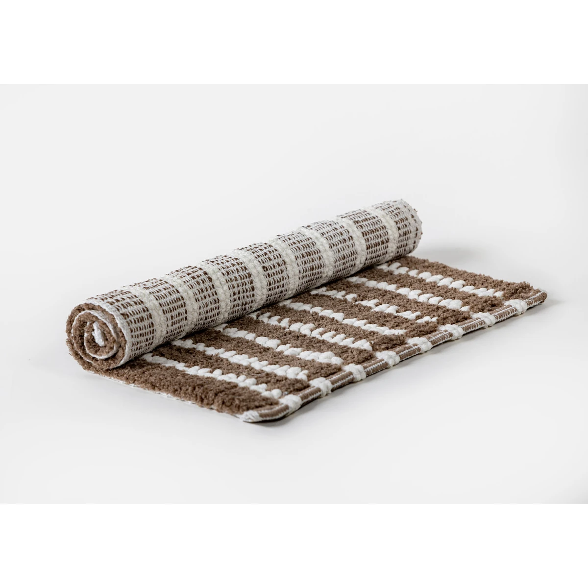 Manamo Dots Bath Mat Micro-chenille Brown Hand-woven40x60 cm