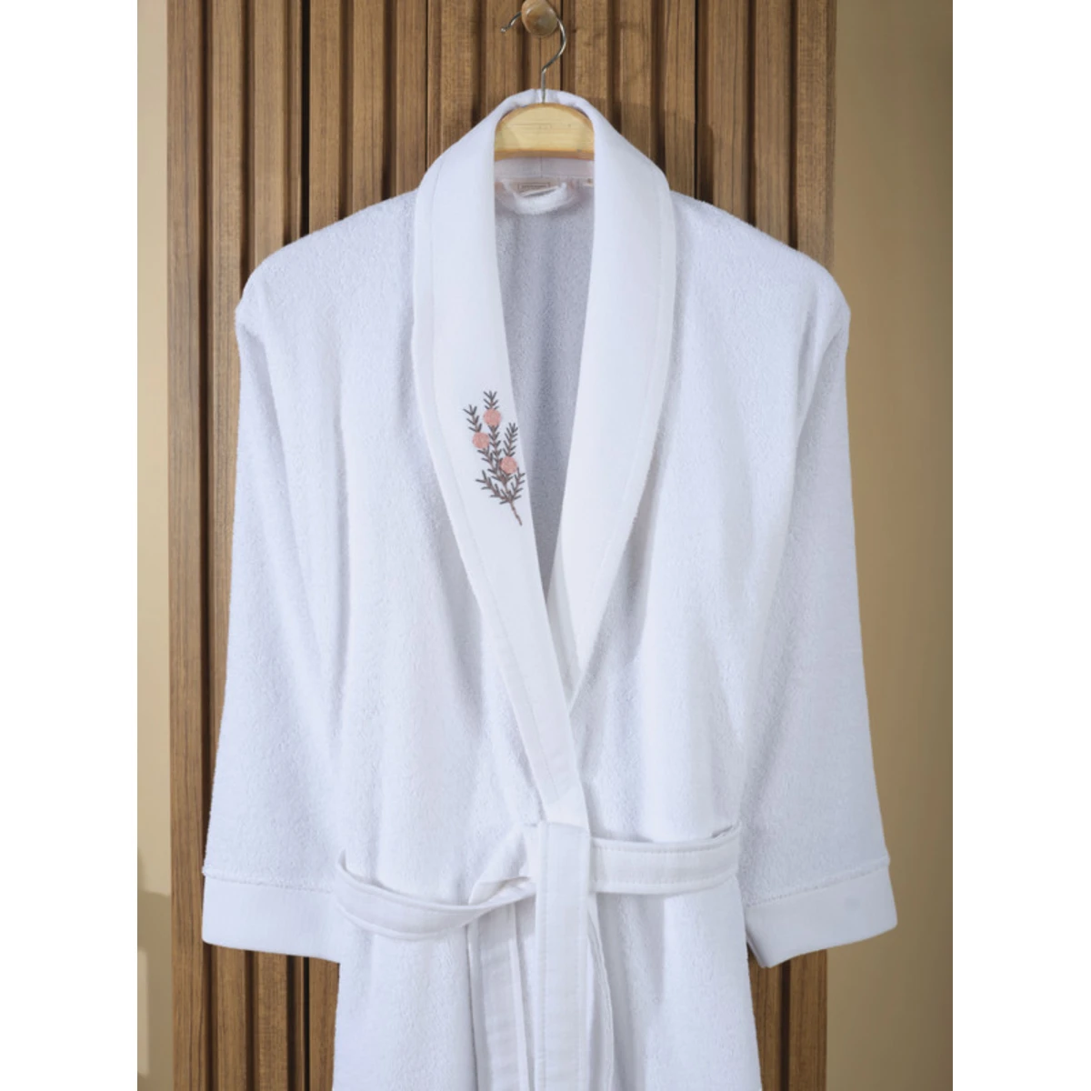 Manamo Tiny Rose Embroidered Bathrobe Cotton White S/M