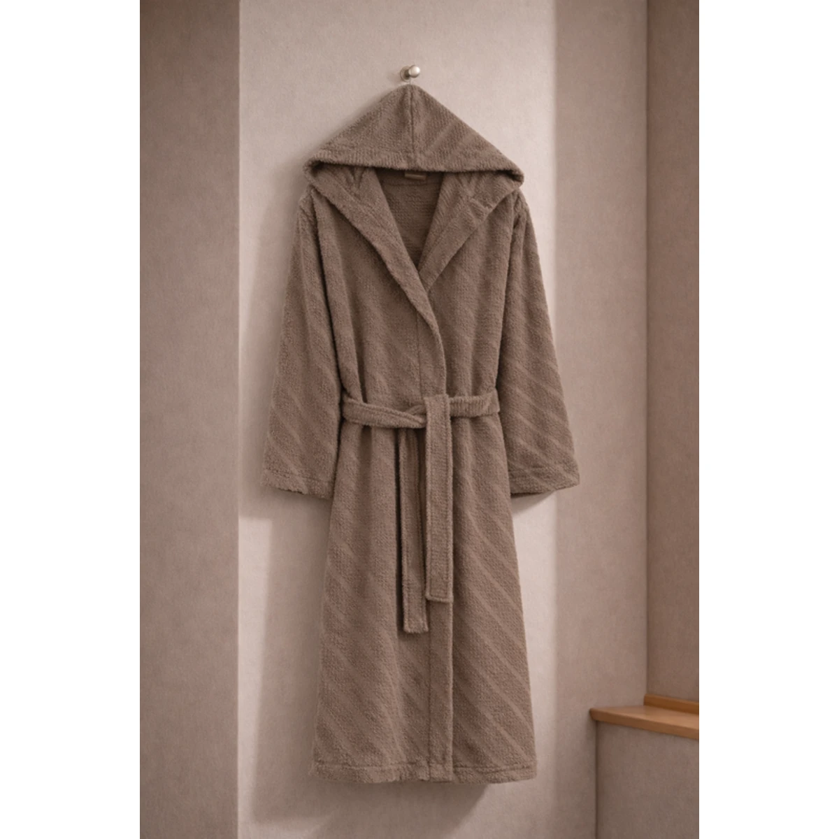Manamo Dolce Bathrobe Cotton Mocha Jaqcuard Hooded 2XL/3XL