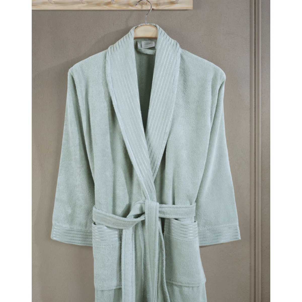 Manamo Jess Shawl Collar Bathrobe Cotton Cameo Green S/M