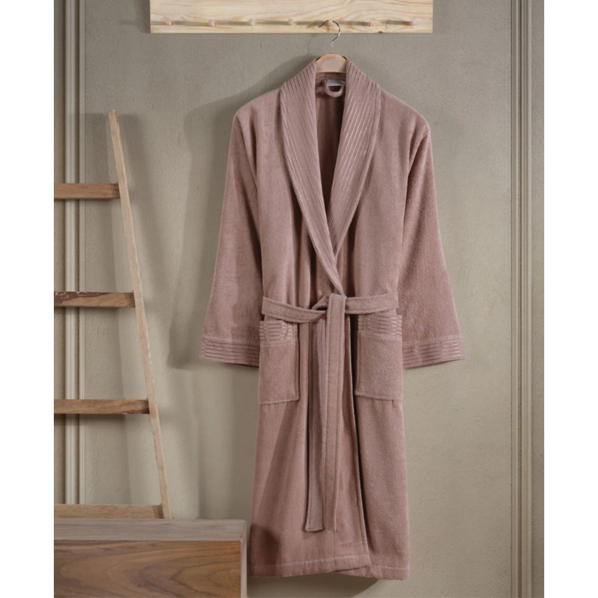 Manamo Jess Shawl Collar Bathrobe Cotton Blush L/XL