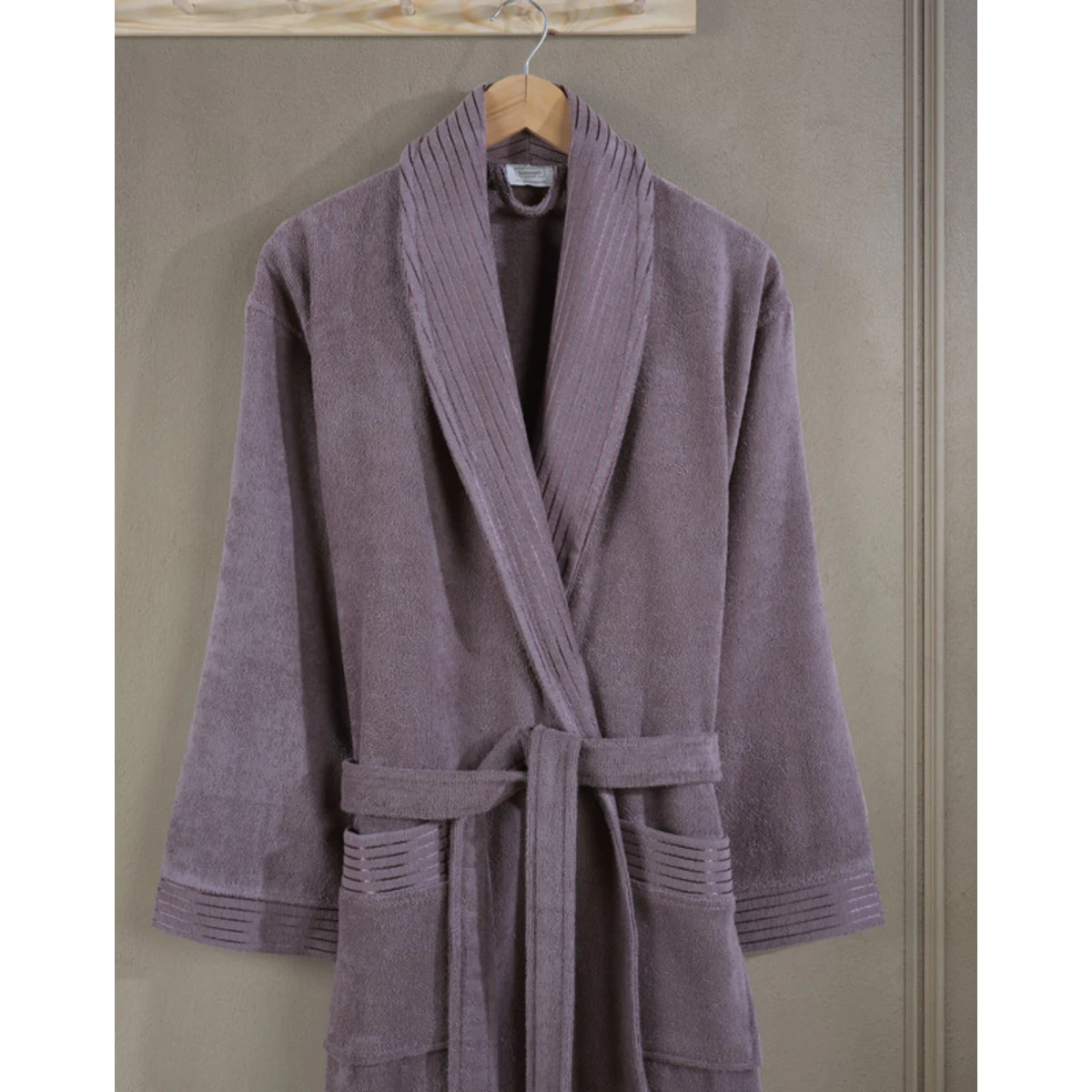 Manamo Jess Shawl Collar Bathrobe Cotton Plum L/XL