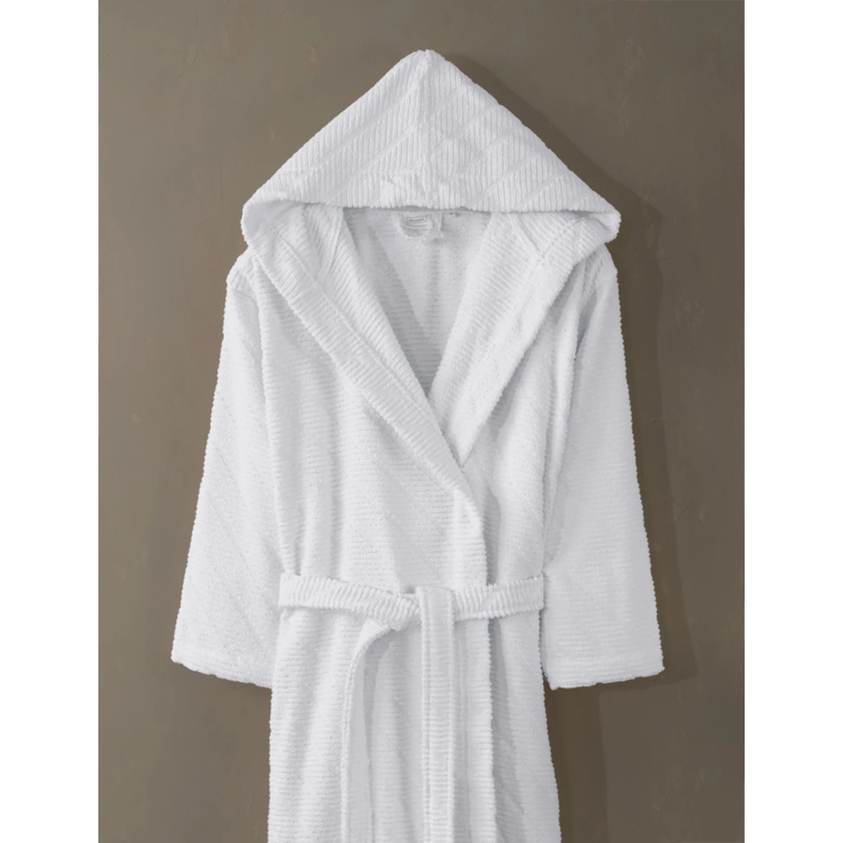 Manamo Dolce Bathrobe Cotton Ecru Jaqcuard Hooded S/M