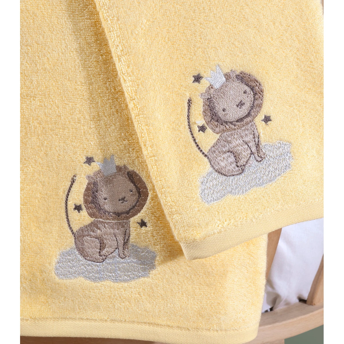 Manamo Baby Bamboo Face Towel Baby Zoo Yellow 50X80 cm