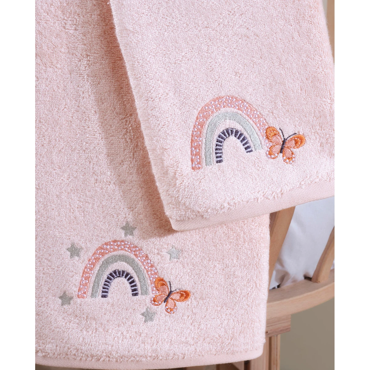Manamo Baby Bamboo Bath Towel Butterfly & Rainbows Silver Peony 70X130 cm