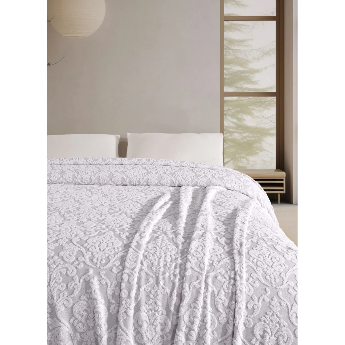 Manamo Lily Pique Cotton White/Grey Single Size 160x230 cm