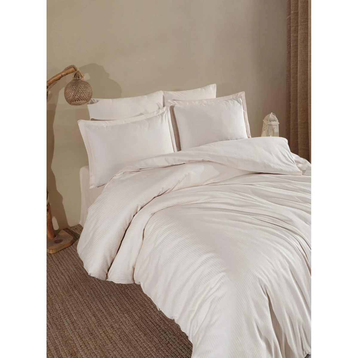 Manamo Prime Stripe Bed Linnen Set  Saten Linen Single 160x220+50x70+180x260 cm