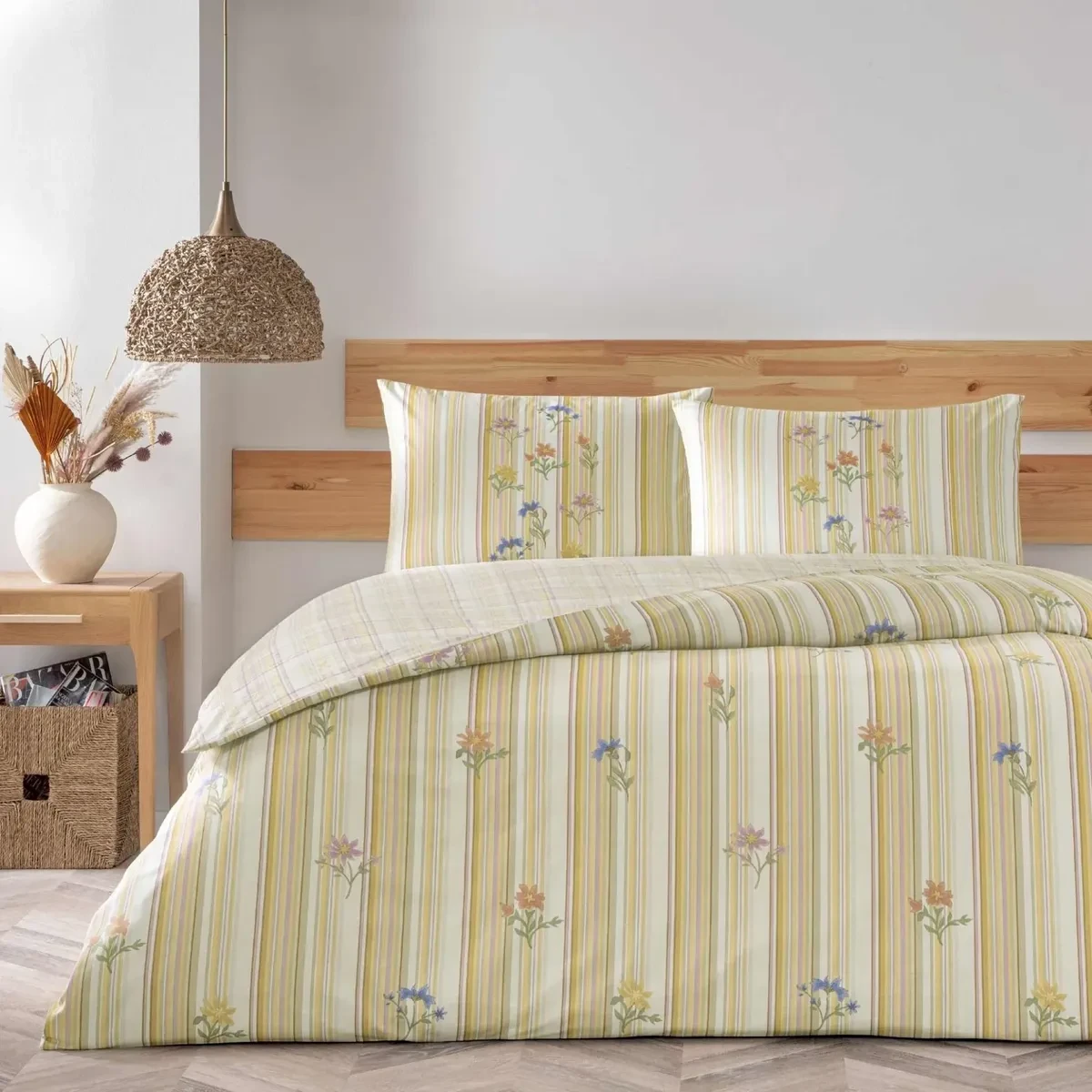 TAC Carlise Ranforce Bed Linen Set Single Blue 160x220+180x260+50x70 cm