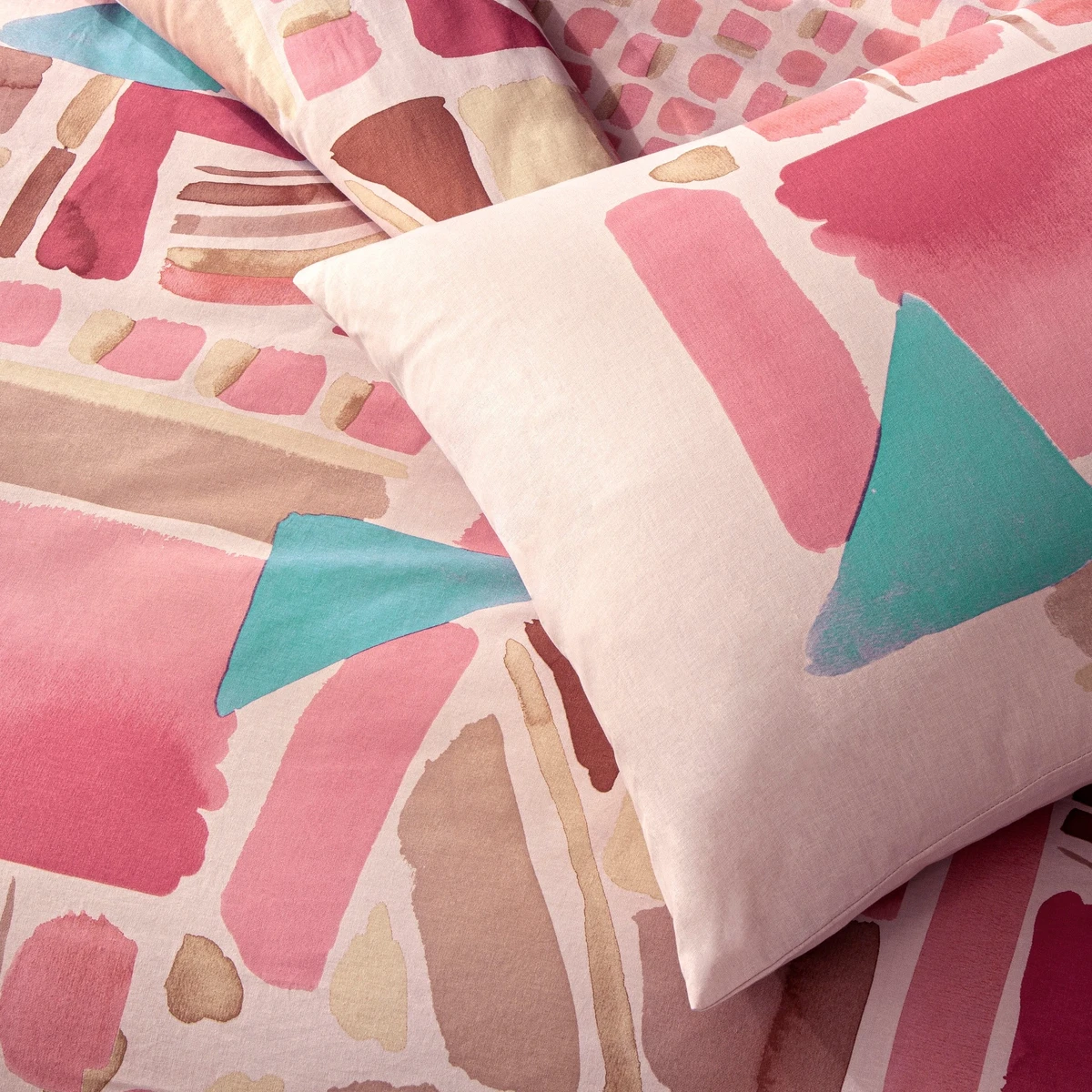 TAC Ranforce Holden Bed Linen Set Single Pink 160x220+100x200+50x70 cm