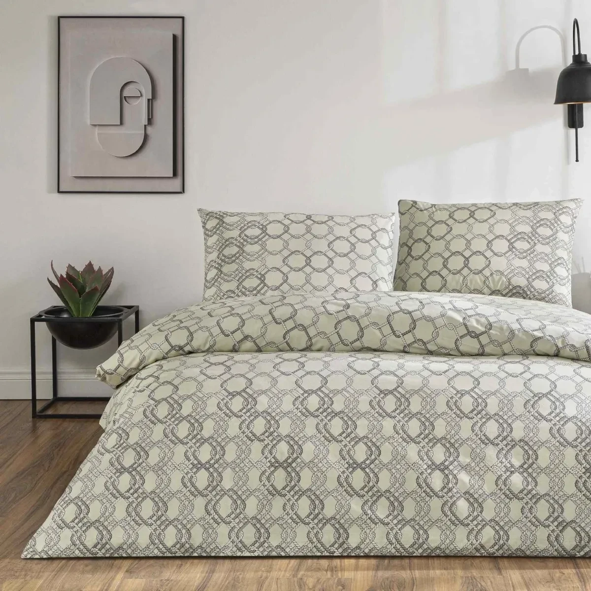 TAC Galen Ranforce Bed Linen Set Double Size 200x220+240x260+50x70(2pc) cm 