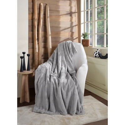Manamo Wave Fur Throw Grey 115x165 cm