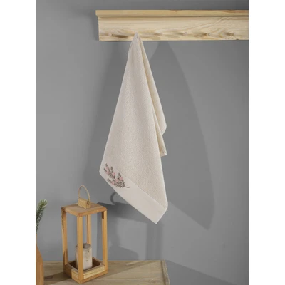Manamo Tiny Rose Embroidered Face Towel Cotton Linen 50x85 cm