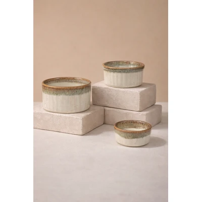 Manamo Luna Suffle Bowl Ceramiic Green  9 cm