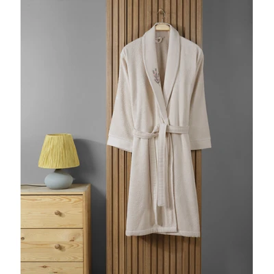 Manamo Tiny Rose Embroidered Bathrobe Cotton Linen 2XL/3XL