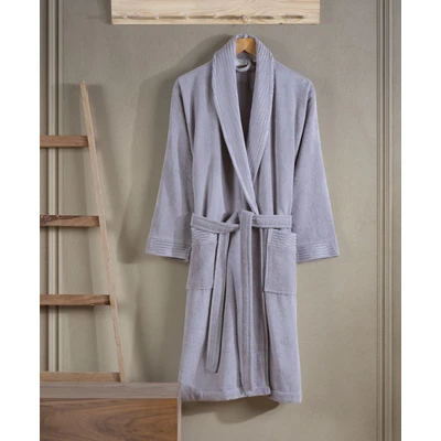 Manamo Jess Shawl Collar Bathrobe Cotton Gray S/M