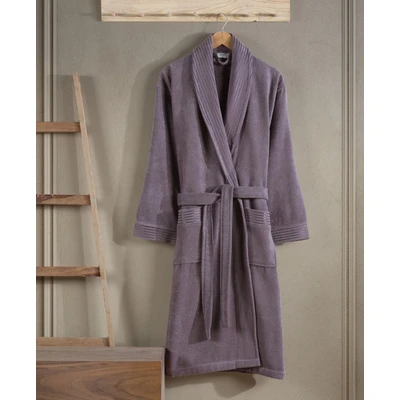 Manamo Jess Shawl Collar Bathrobe Cotton Plum 2XL/3XL