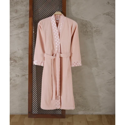 Manamo Checker Bathrobe Microcotton Blush  S/M