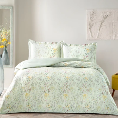 TAC Cassie Saten Bed Linen Set Double Size Purple 200x220+230x260+50x70(2pc) cm