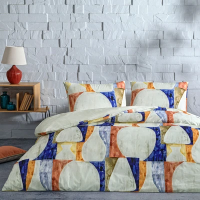 TAC Ranforce Axel Bed Linen Set Single Blue 160x220+100x200+50x70 cm   