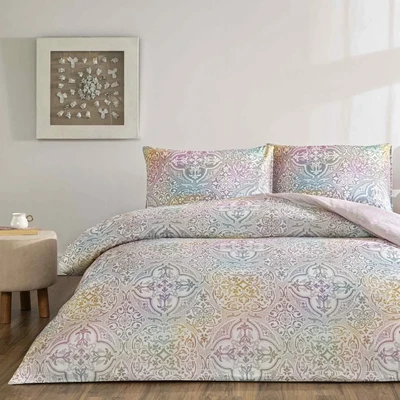 TAC Nevora Ranforce Bed Linen Set Single Blue 160x220+180x260+50x70 cm