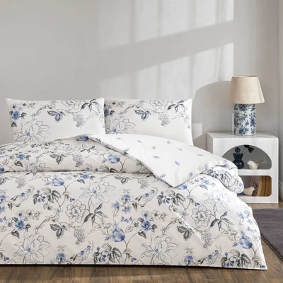 TAC Luna Ranforce Bed Linen Set Single Blue 160x220+180x260+50x70 cm